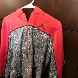 NIKE Jordan Elephant Print Red F/Z Fleece Hoodie Jacket used Youth XL